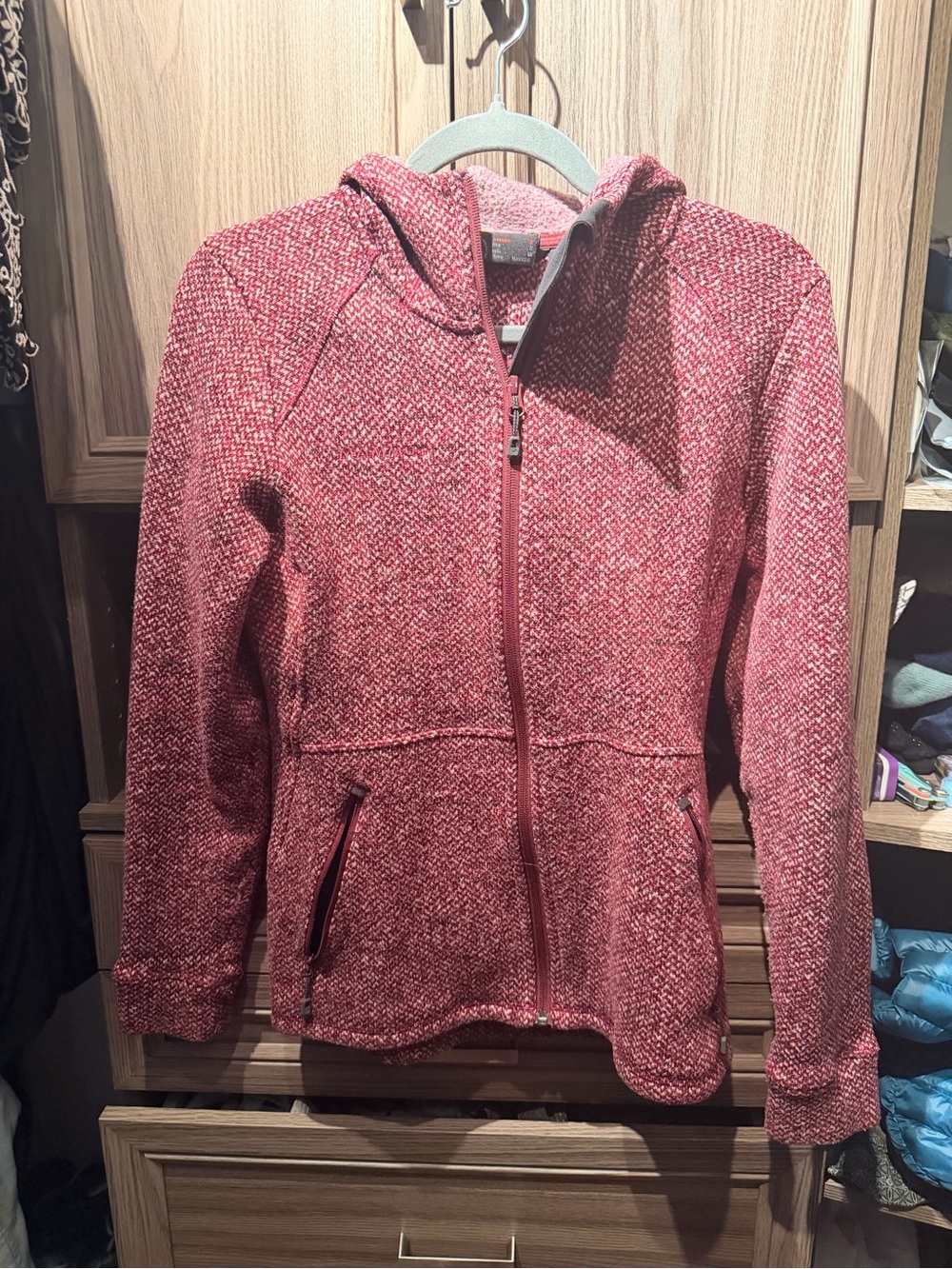 Mammut Women's Heathered Burgundy Hooded Zip Jacket
